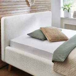 Doppelbett Dalila 180x200cm Teddystoff - weiß
