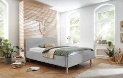 Doppelbett Dalila 180x200cm Teddy Stoff - grau