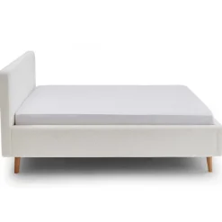 Doppelbett Dalila 160x200cm Teddy-Stoff mit Stauraum - weiß