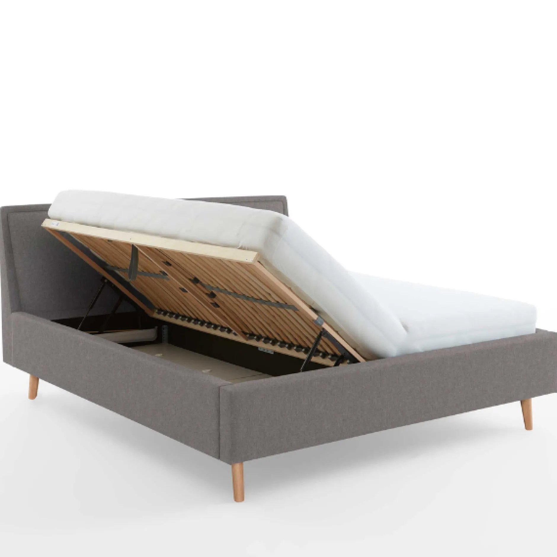 Doppelbett Estee 180x200cm mit Stauraum - hellgrau/ocker