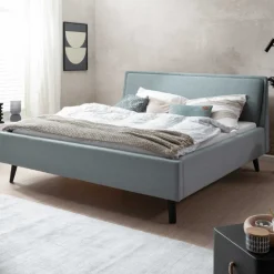Doppelbett Estee 180x200cm mit Stauraum - eisblau/schwarz