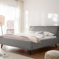 Doppelbett Estee 160x200cm mit Stauraum - hellgrau/schwarz