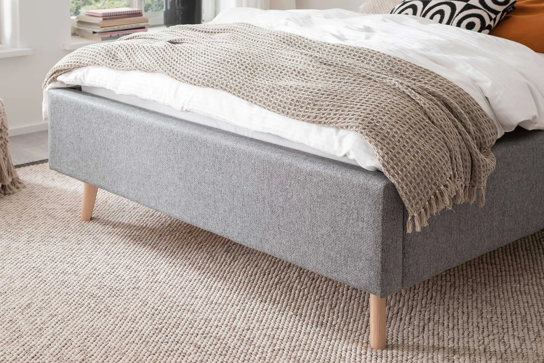 Doppelbett Estee 140x200 mit Stauraum - grau/ocker
