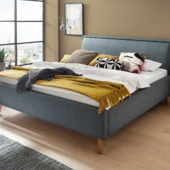 Doppelbett Estee 180x200 mit Stauraum - blau/Eiche