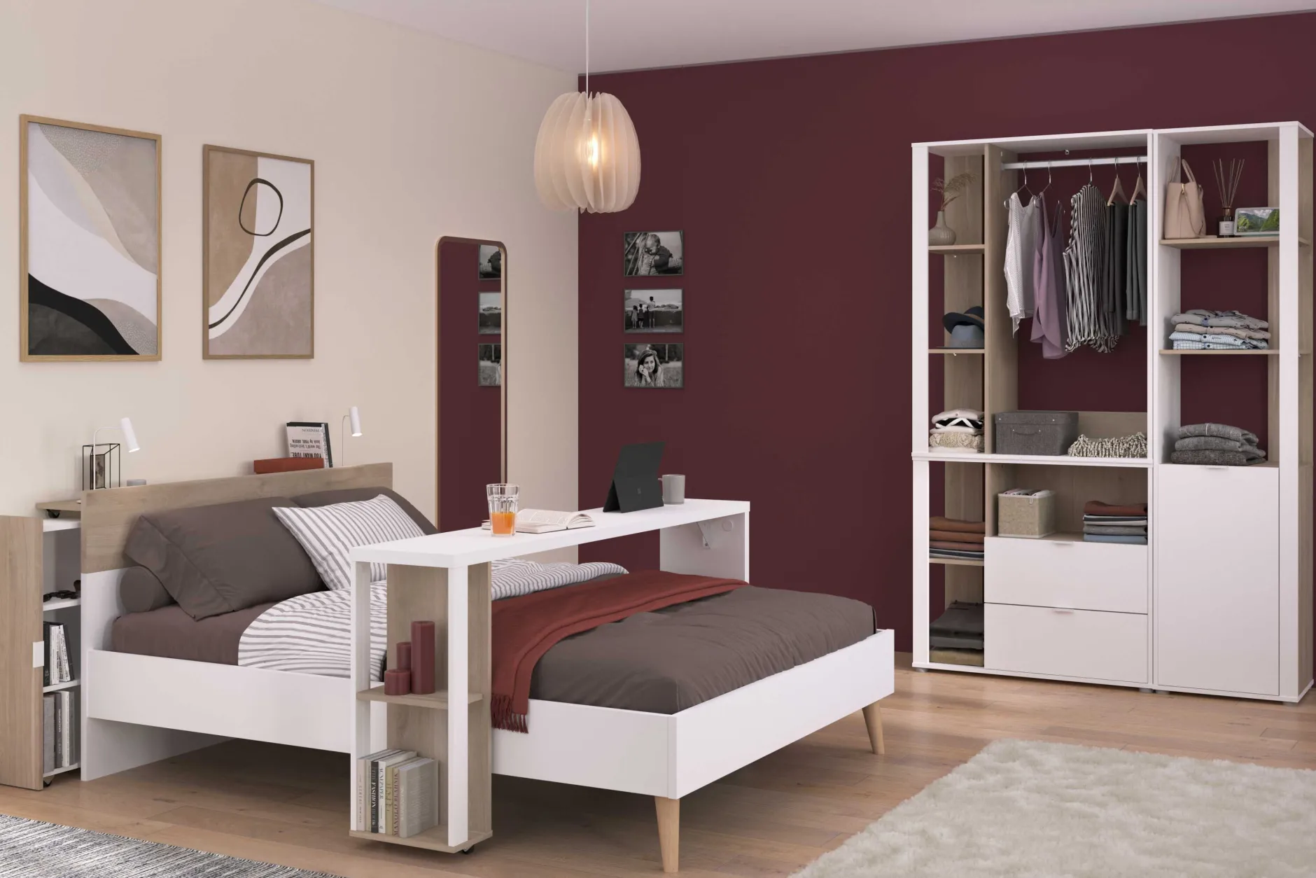 Doppelbett Hardy 140x200 - Molke/Eiche