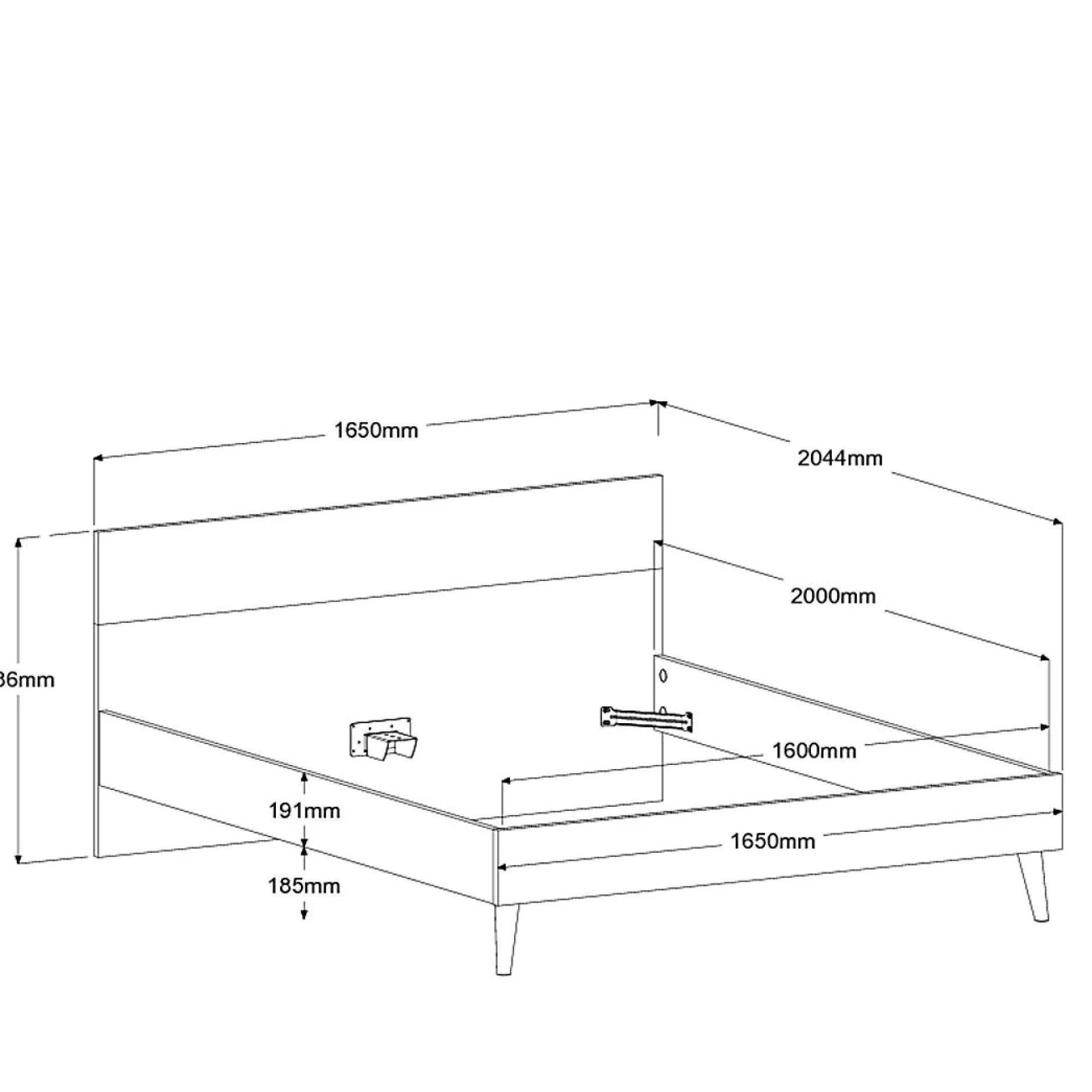 Doppelbett Hardy 160x200 - Molke/Eiche