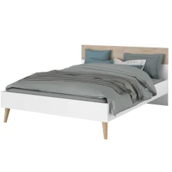 Doppelbett Hardy 140x190 - weiß/Eiche