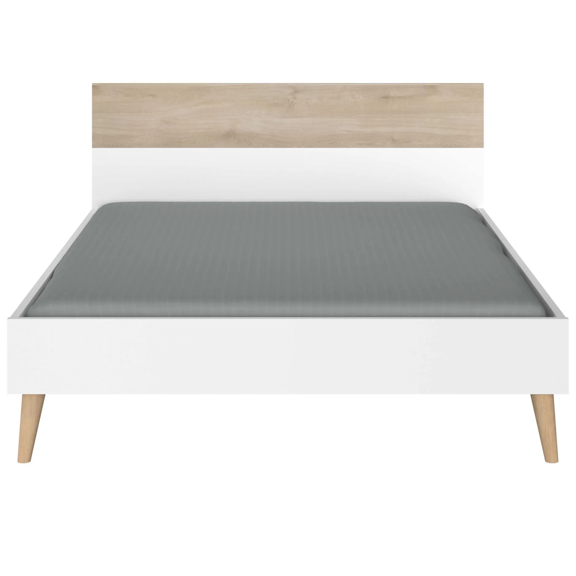 Doppelbett Hardy 140x190 - weiß/Eiche