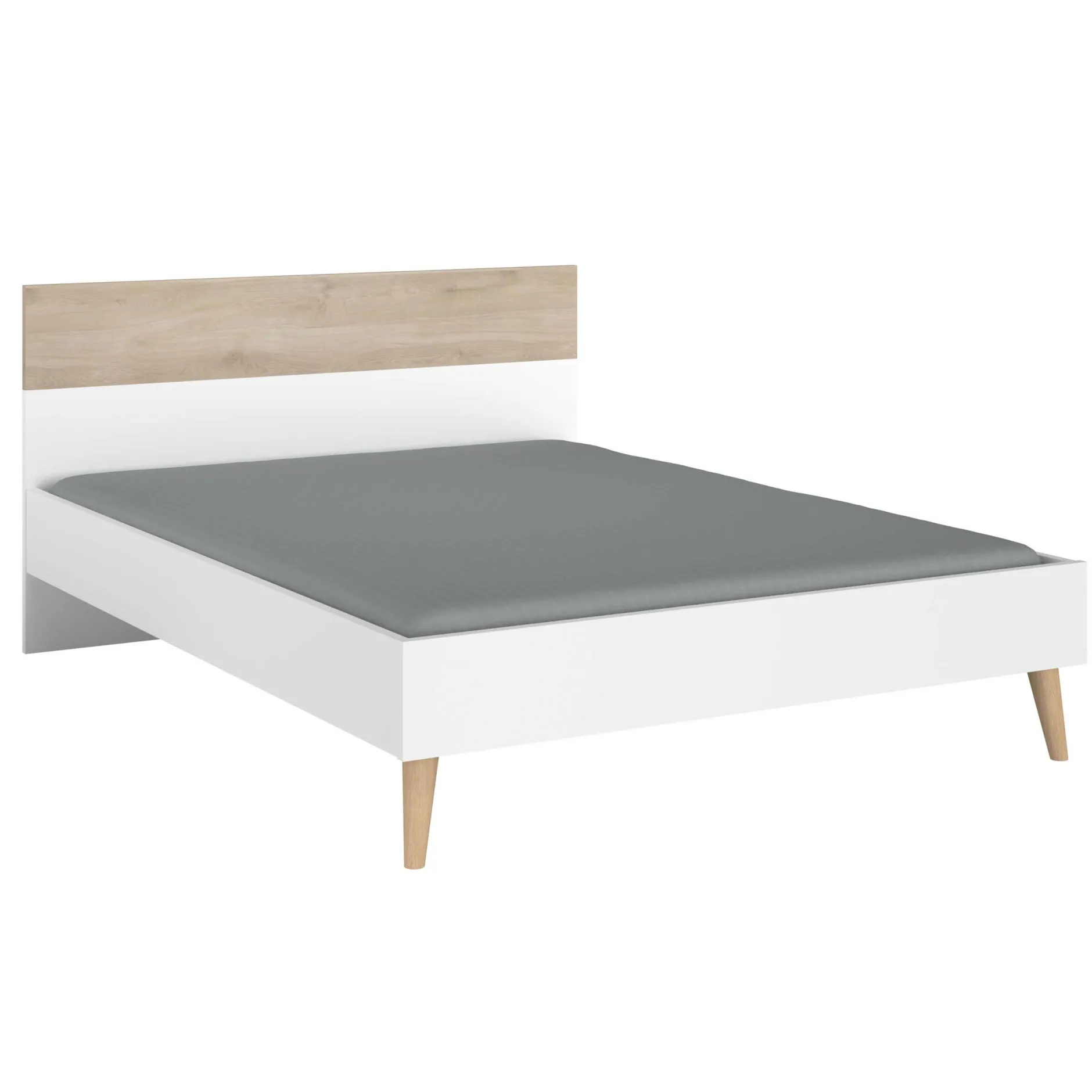 Doppelbett Hardy 140x190 - weiß/Eiche