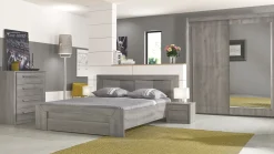 Doppelbett Hayden mit Schublade 140x190 - Eiche hellgrau