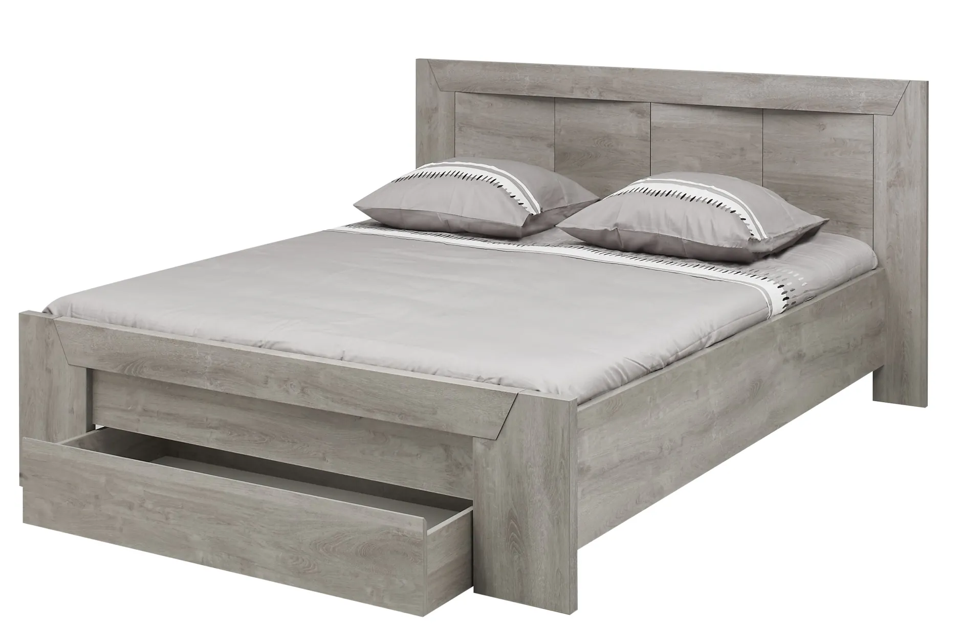 Doppelbett Hayden mit Schublade 140x200 - Eiche hellgrau
