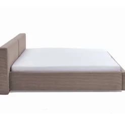 Doppelbett Kubrik 180x200cm mit Stauraum Rippe Samt - taupe