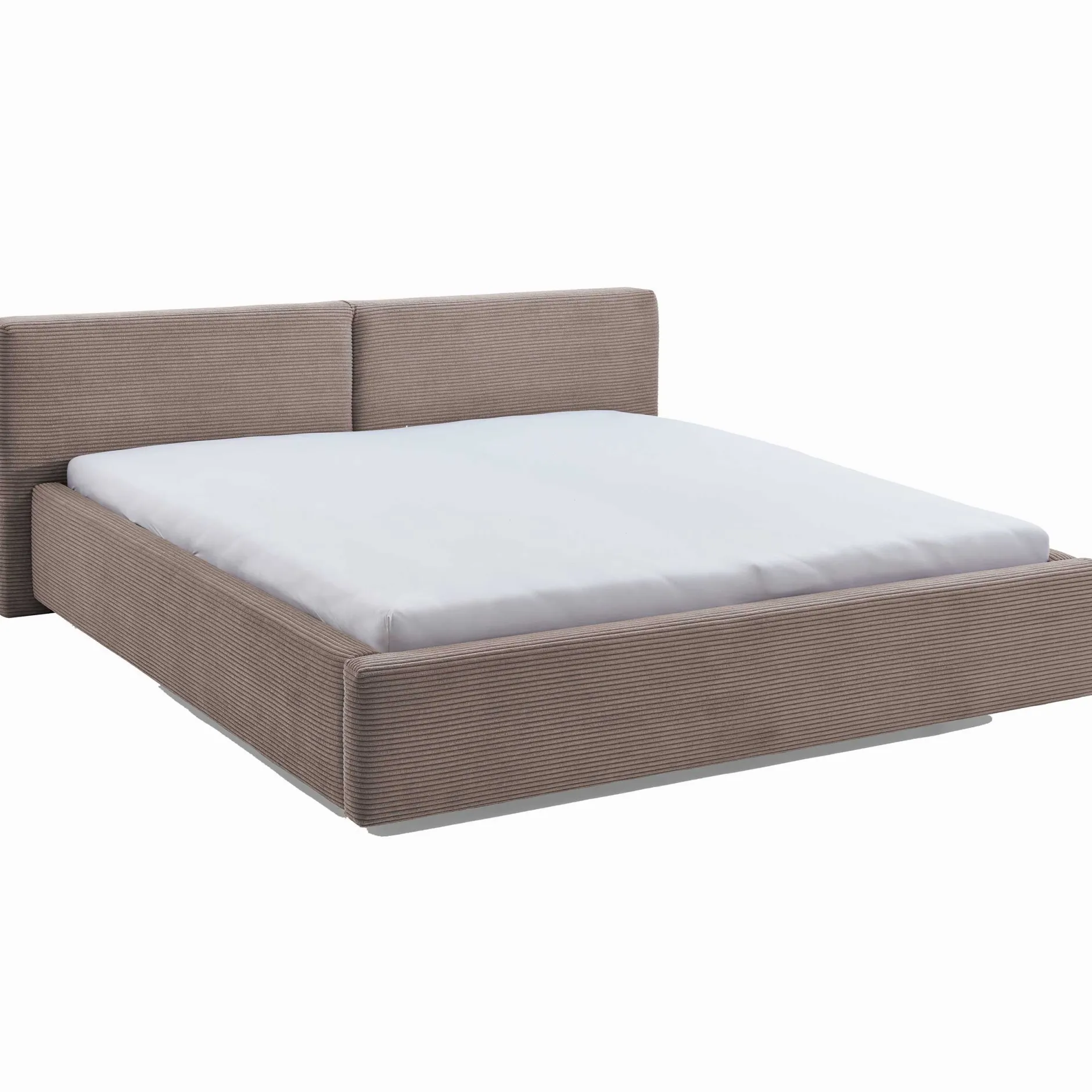 Doppelbett Kubrik 180x200cm mit Stauraum Rippe Samt - taupe
