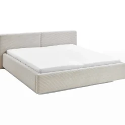 Doppelbett Kubrik 180x200cm mit Stauraum Rippe Samt - beige