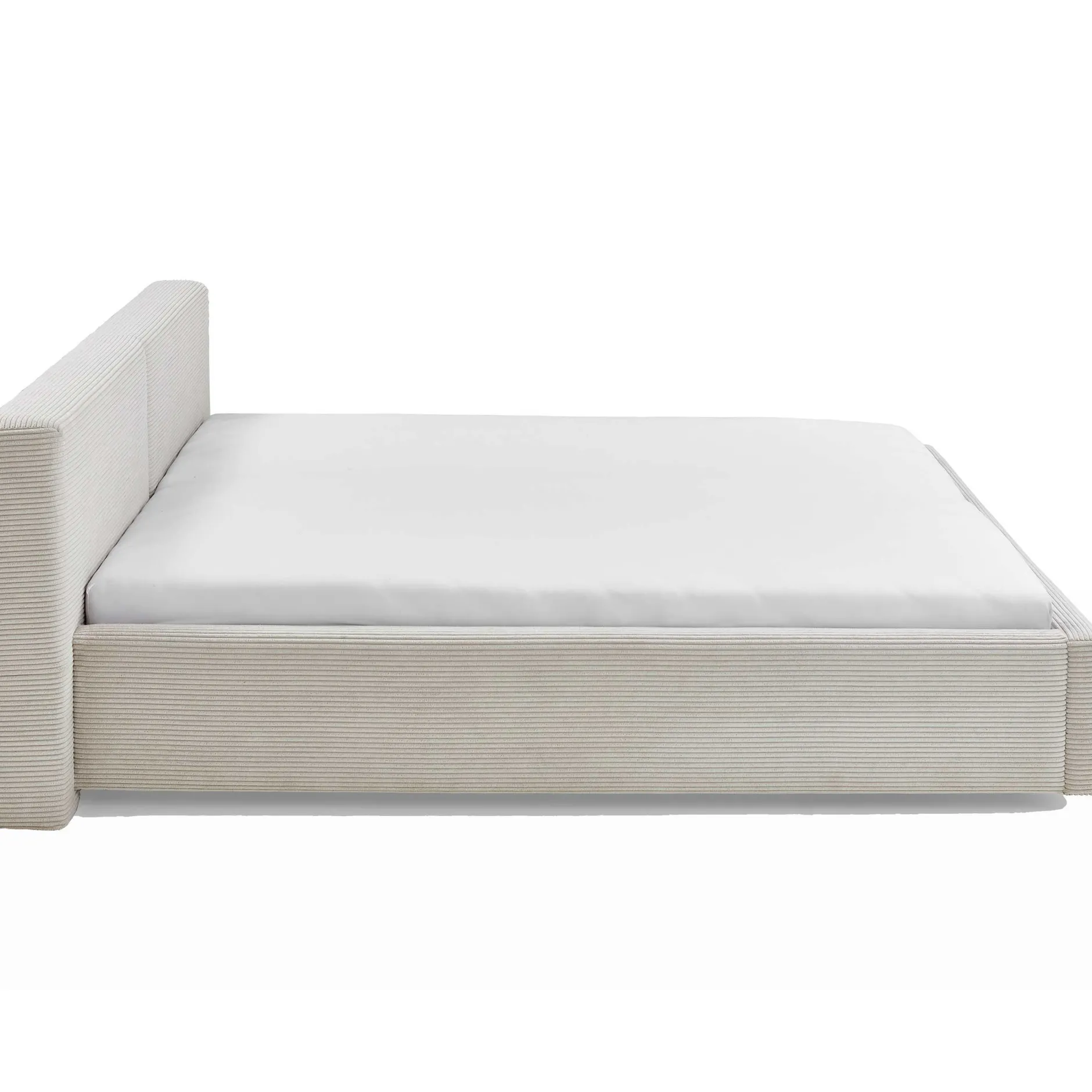 Doppelbett Kubrik 180x200cm mit Stauraum und Matratze - beige gerippter Samt