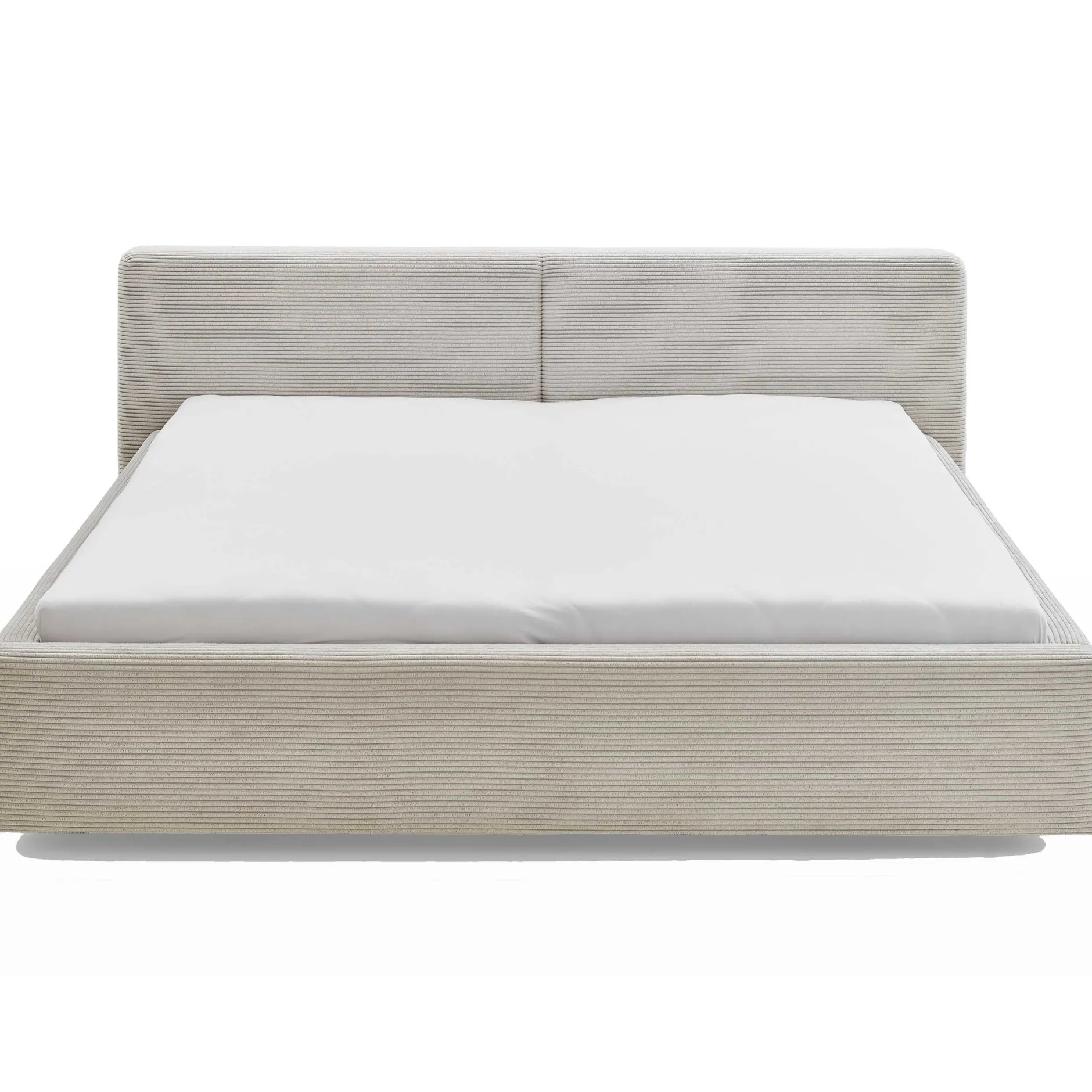 Doppelbett Kubrik 180x200cm mit Stauraum und Matratze - beige gerippter Samt