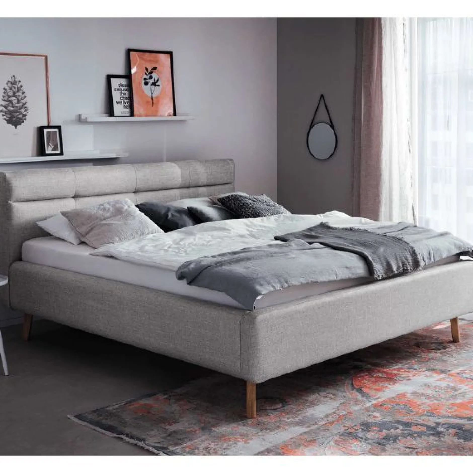 Doppelbett Laika 160x200cm mit Stauraum - grau