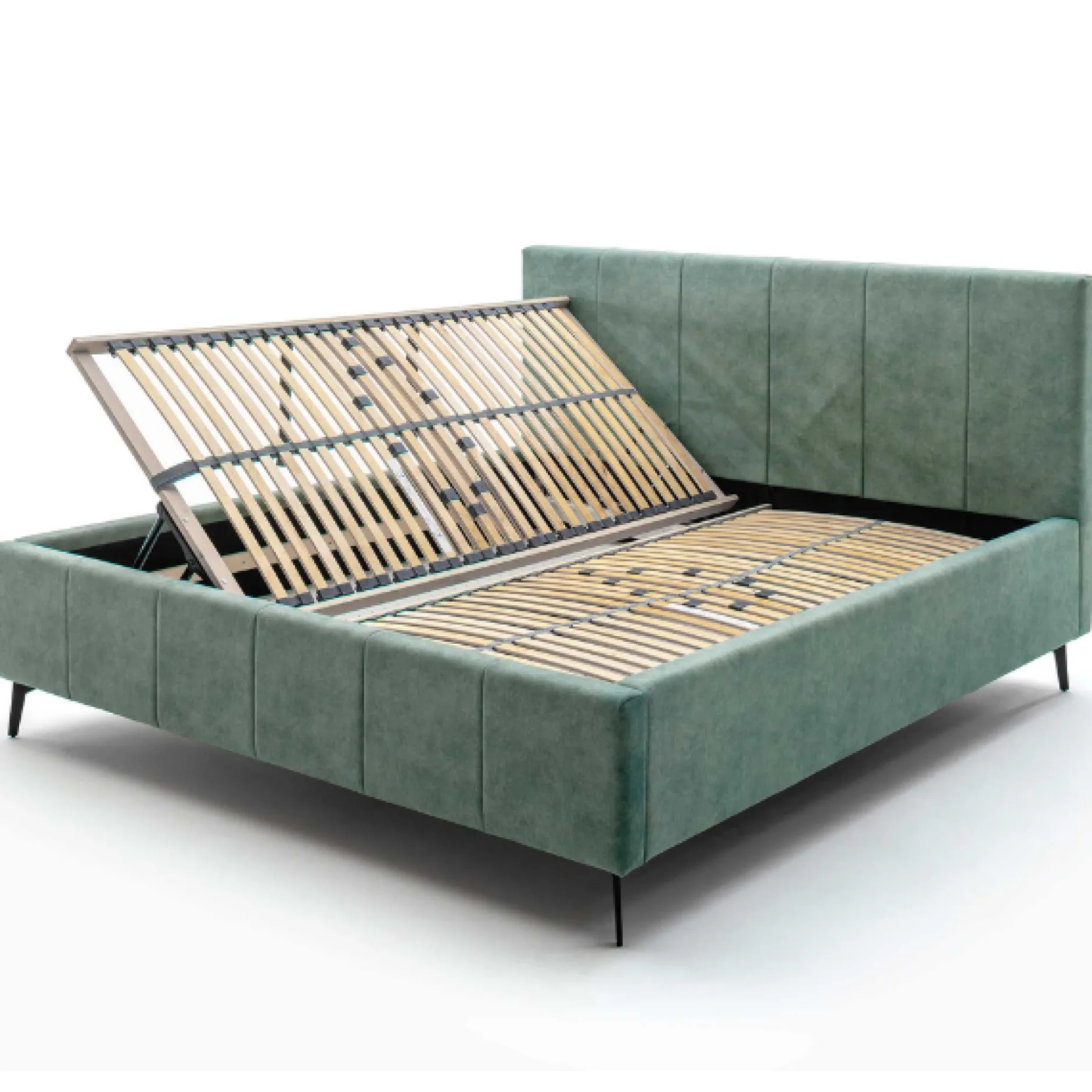 Doppelbett Lizzie 180x200cm mit Stauraum - grün
