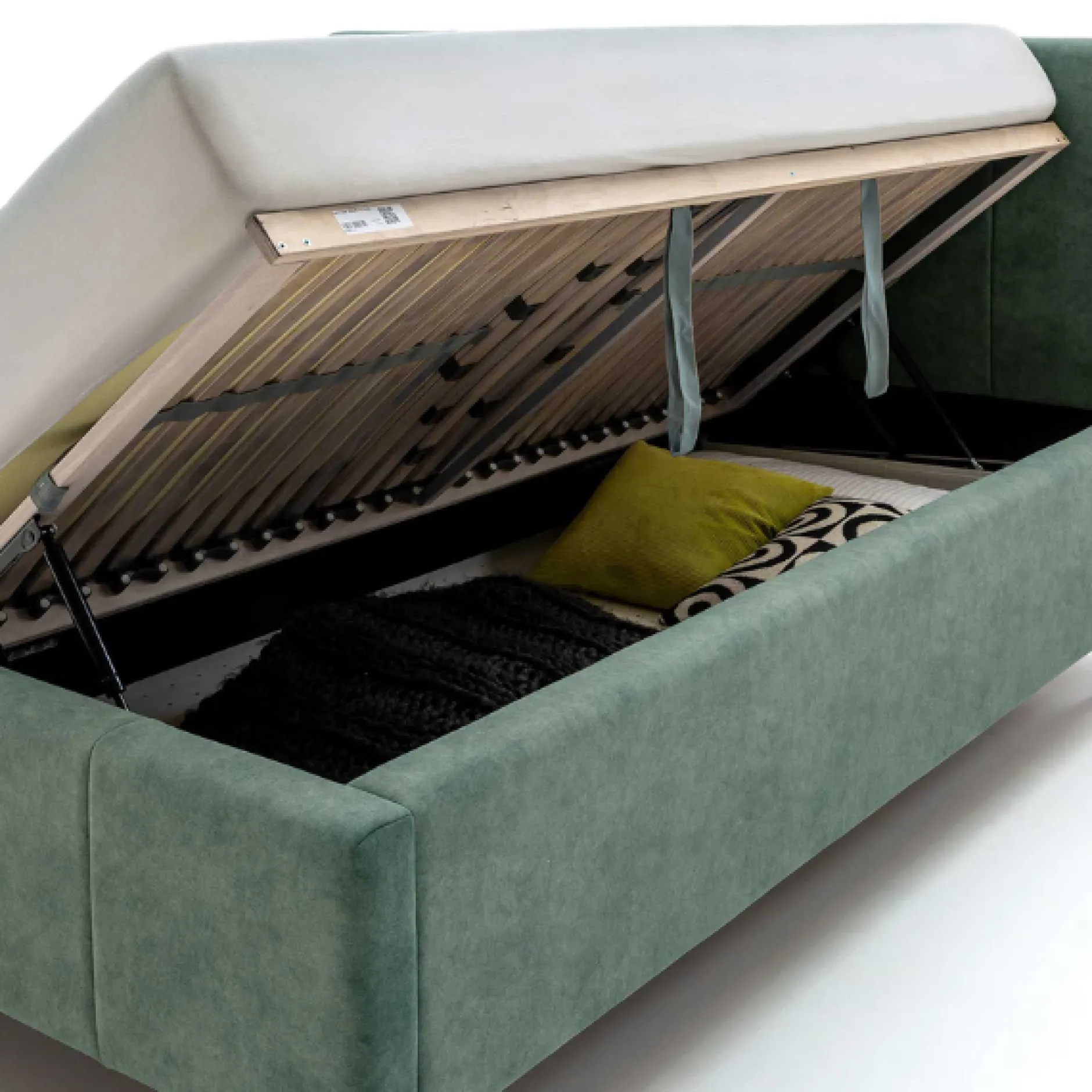 Doppelbett Lizzie 180x200cm mit Stauraum - grün