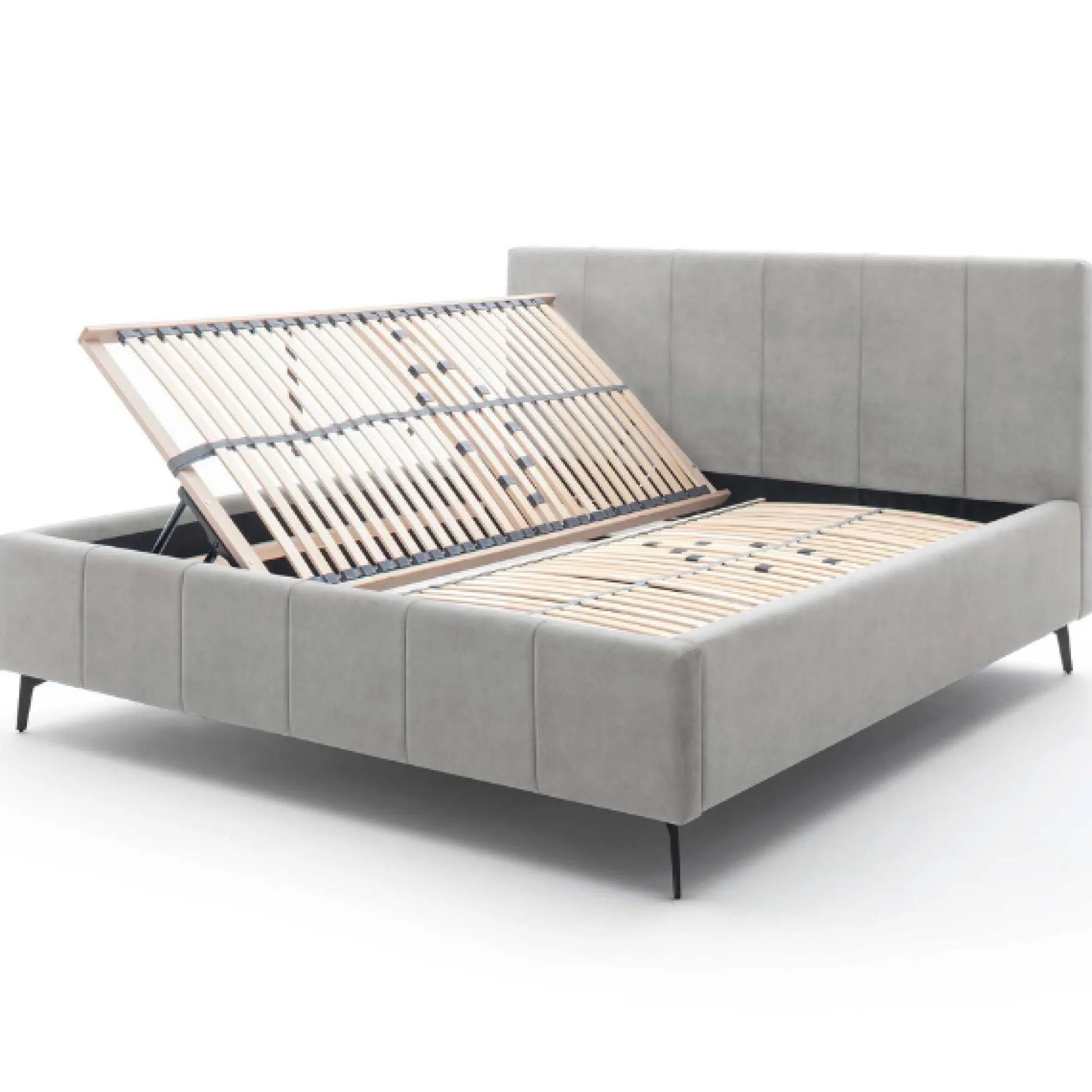 Doppelbett Lizzie 180x200cm mit Stauraum - grau