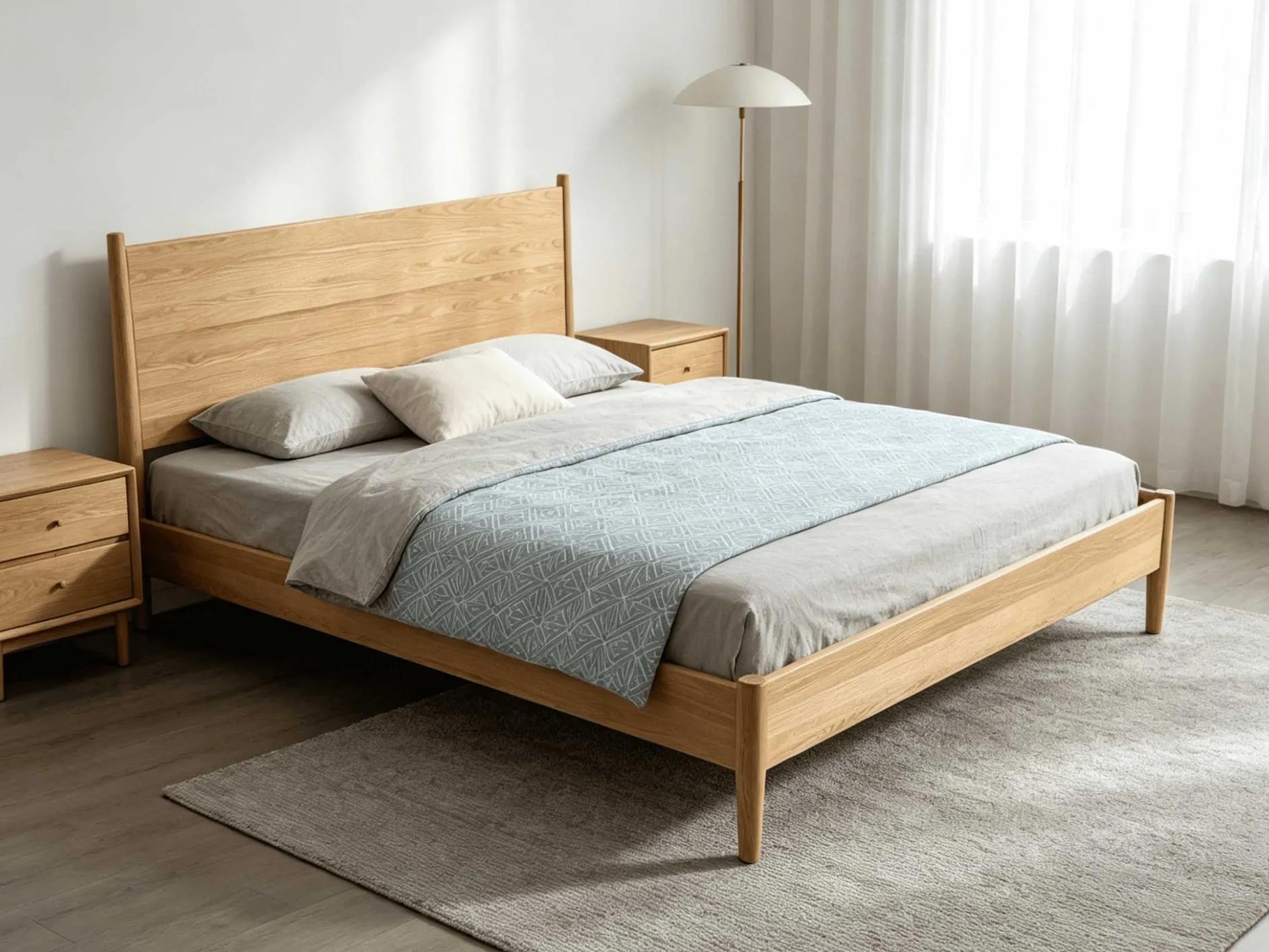 Doppelbett Loft - 140x200cm - mit Lattenrost - massiver Eiche