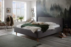 Doppelbett Madras 160x200cm Rippensamt - grau