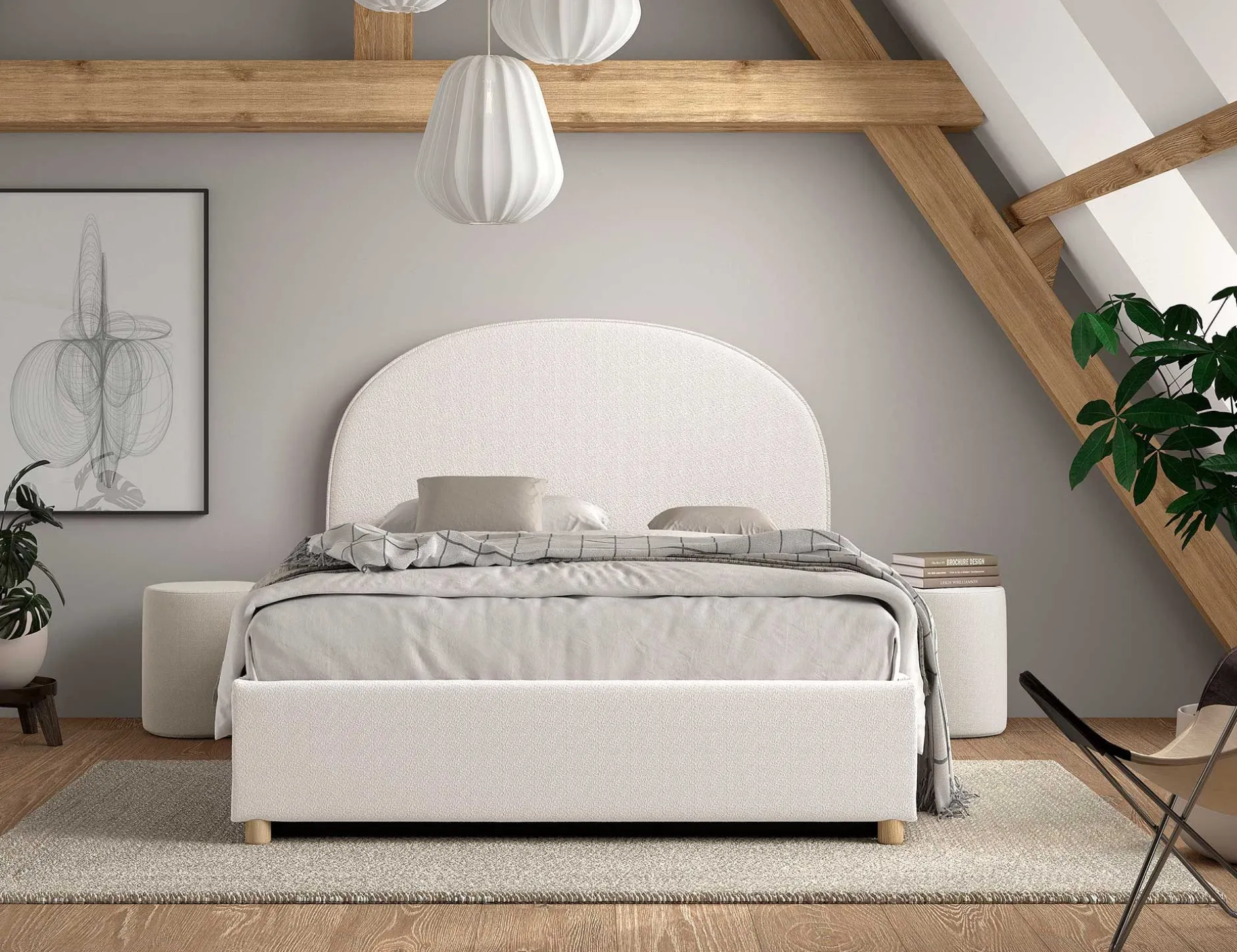 Doppelbett Maeva mit Nachttischen - 140x200cm - mit Stauraum - weiß