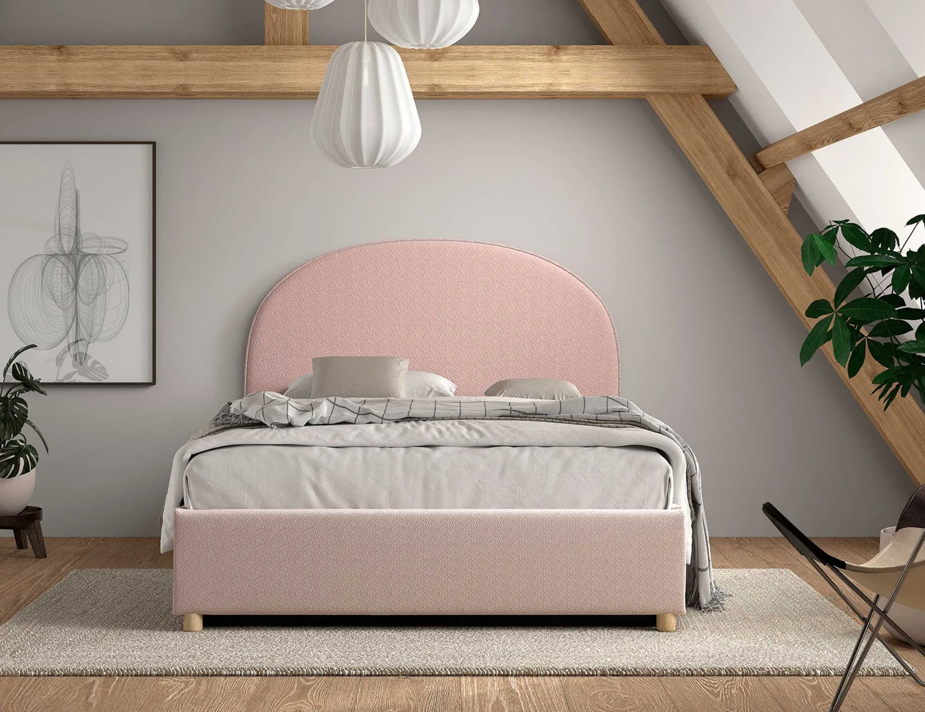 Doppelbett Maeva - 140x200cm - mit Lagerung - rosa