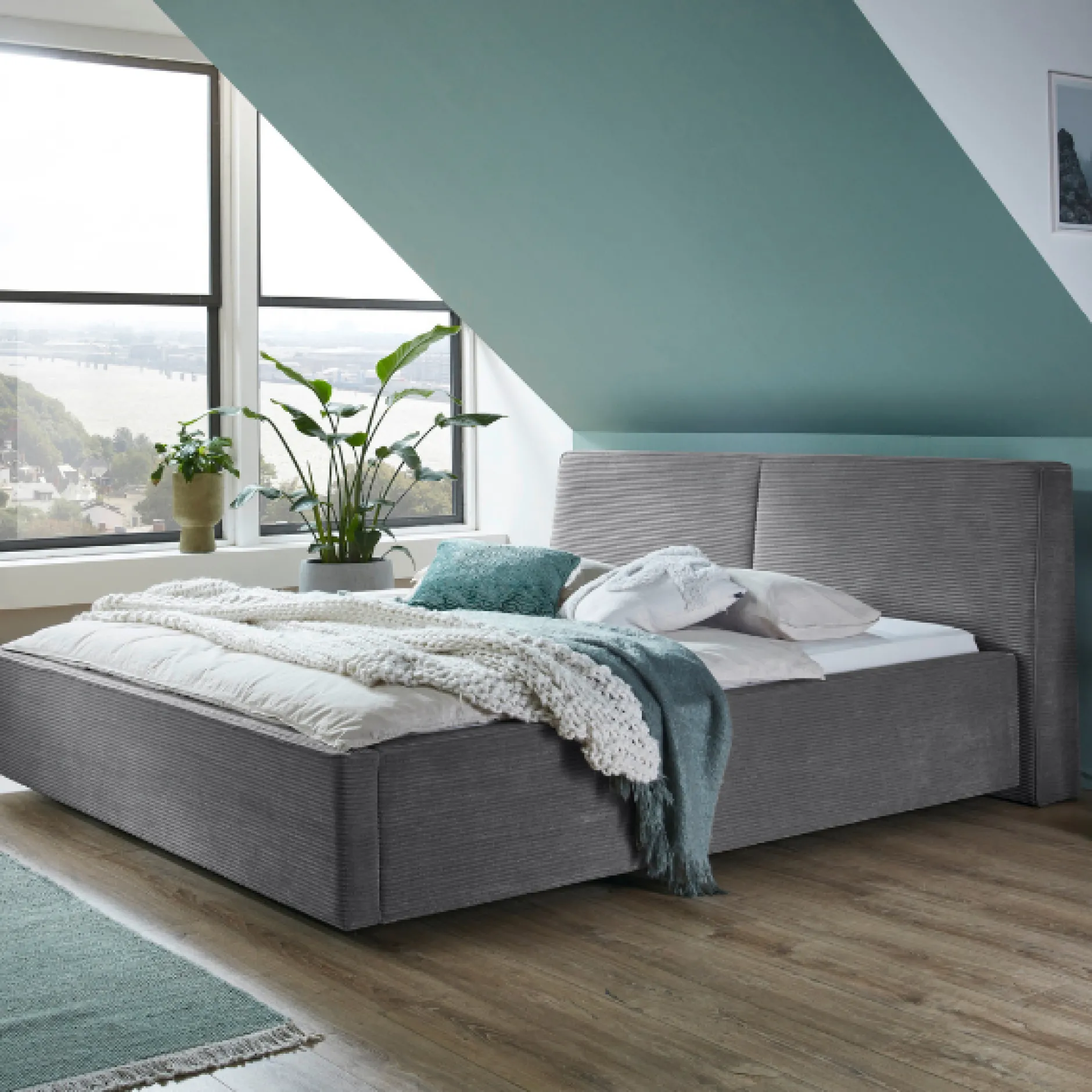 Doppelbett Mitoma | 160 x 200 cm | Design Grau