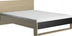 Doppelbett Nael - 140x200cm - Eiche Dekor/schwarz
