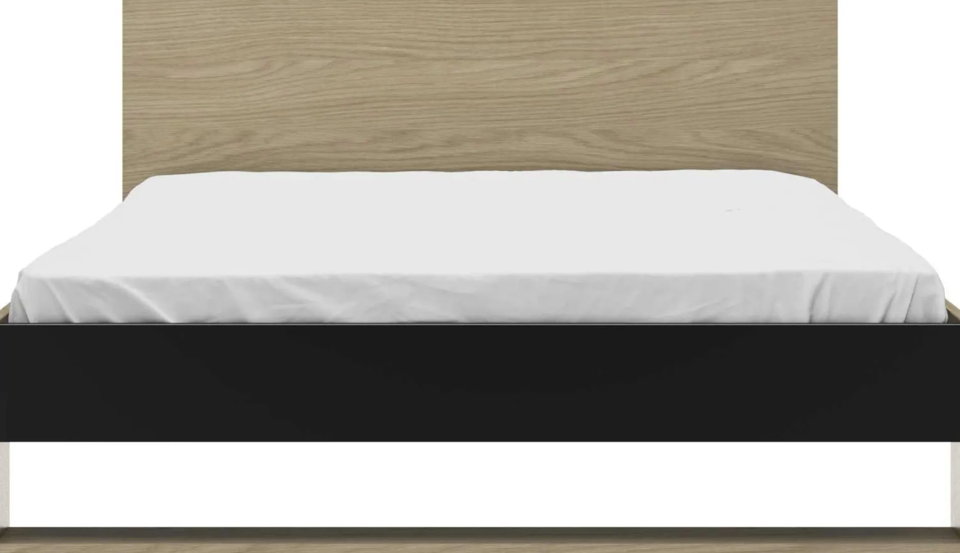 Doppelbett Nael - 140x190cm - Eiche Dekor/schwarz