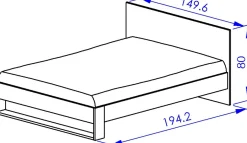 Doppelbett Nael - 140x190cm - Eiche Dekor/schwarz