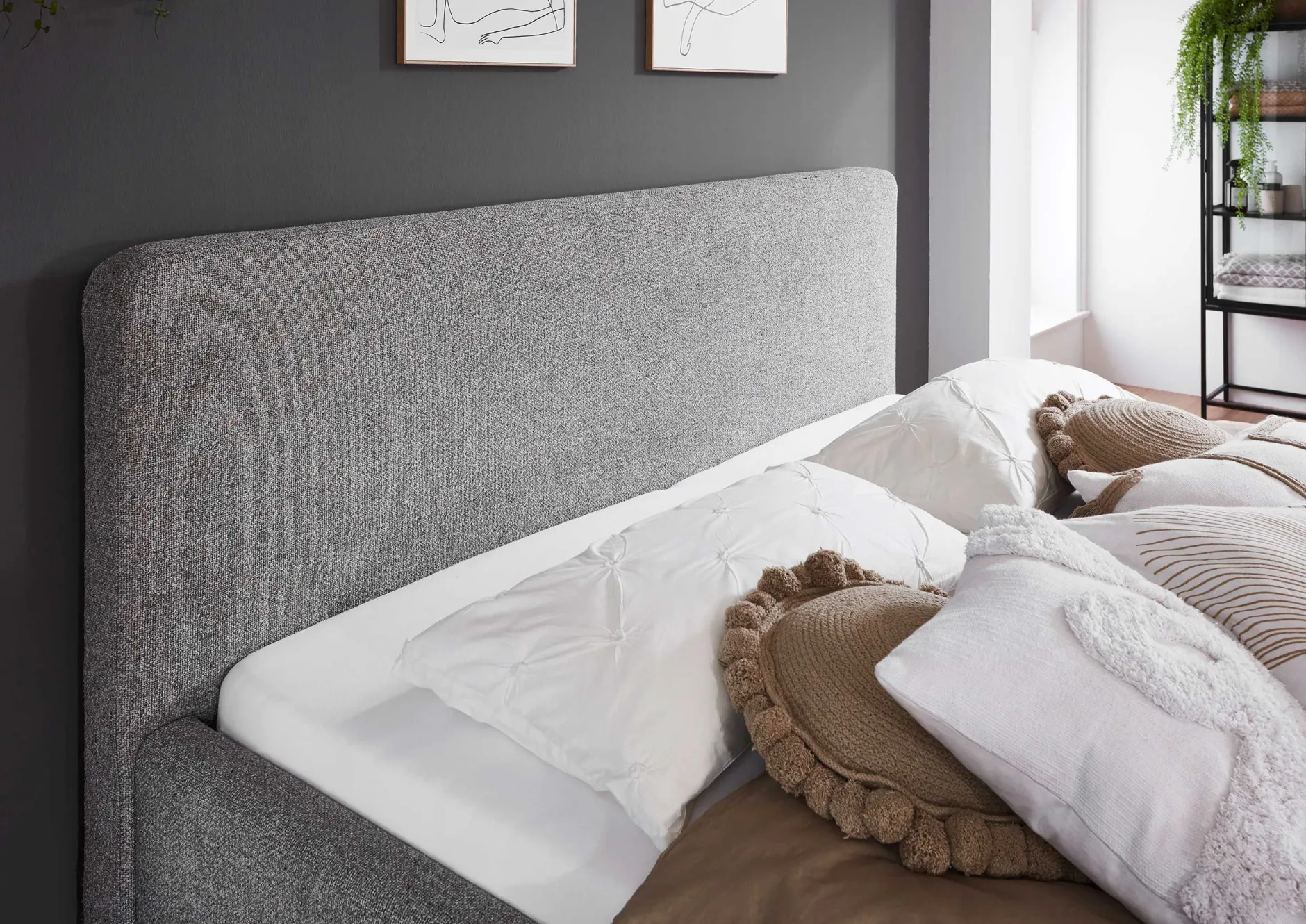 Doppelbett Nielsen | 160 x 200 cm | Grau