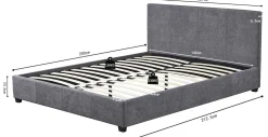 Doppelbett Romano - 140x200cm - mit Lattenrost - grau