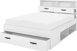 Doppelbett Sabri 140x190cm, 3 Schubladen - weiß