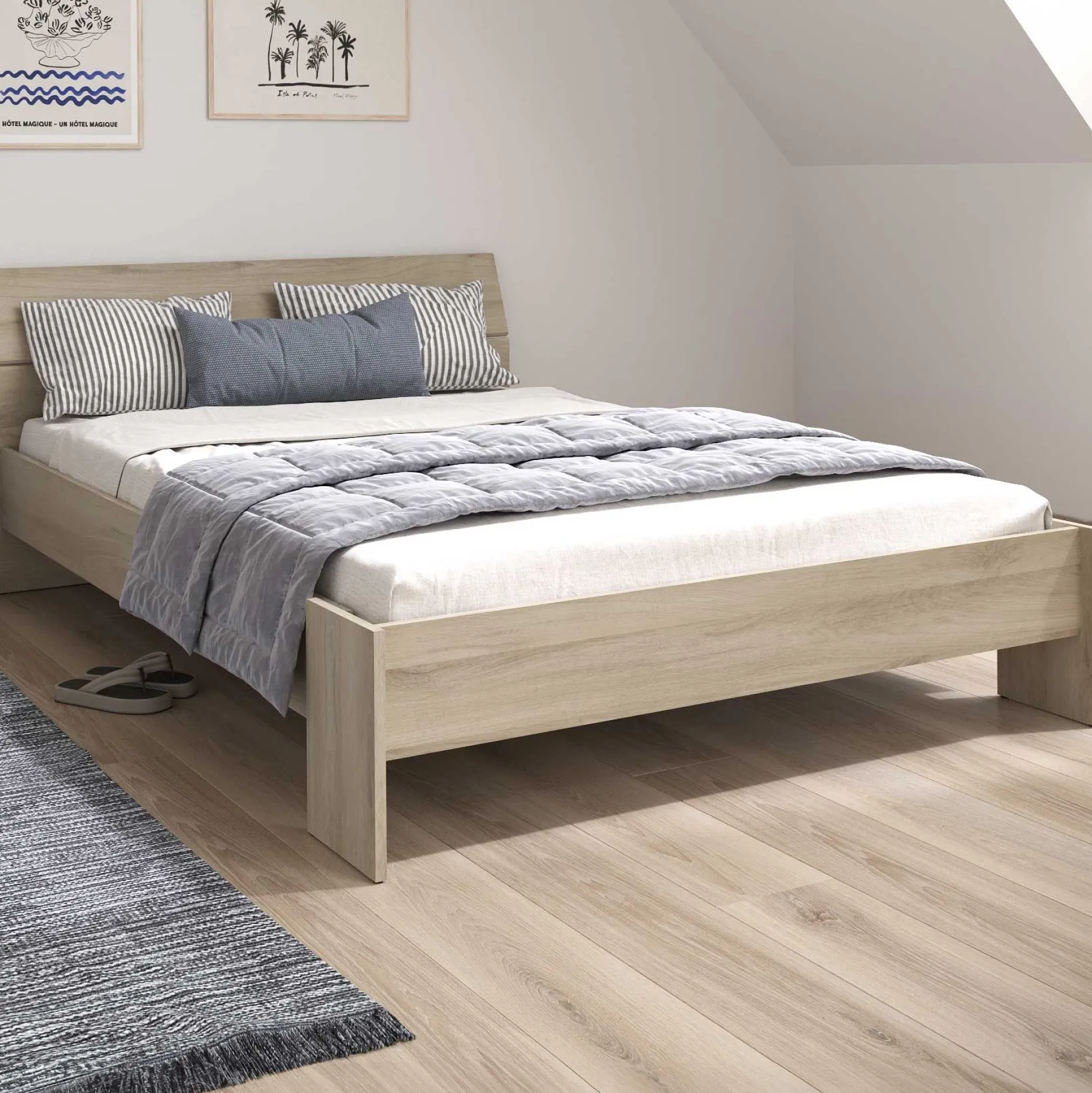 Doppelbett Spectre - 140x190/200cm - Eiche Dekor