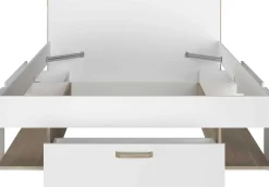 Doppelbett Sueno 140x200cm mit Stauraum - weiß/Eiche Dekor