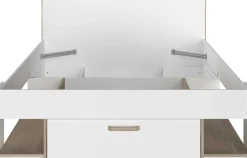Doppelbett Sueno 140x200cm mit Stauraum - weiß/Eiche Dekor