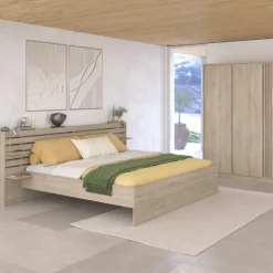 Doppelbett Tokio 180x200cm - Eiche Dekor / weiß