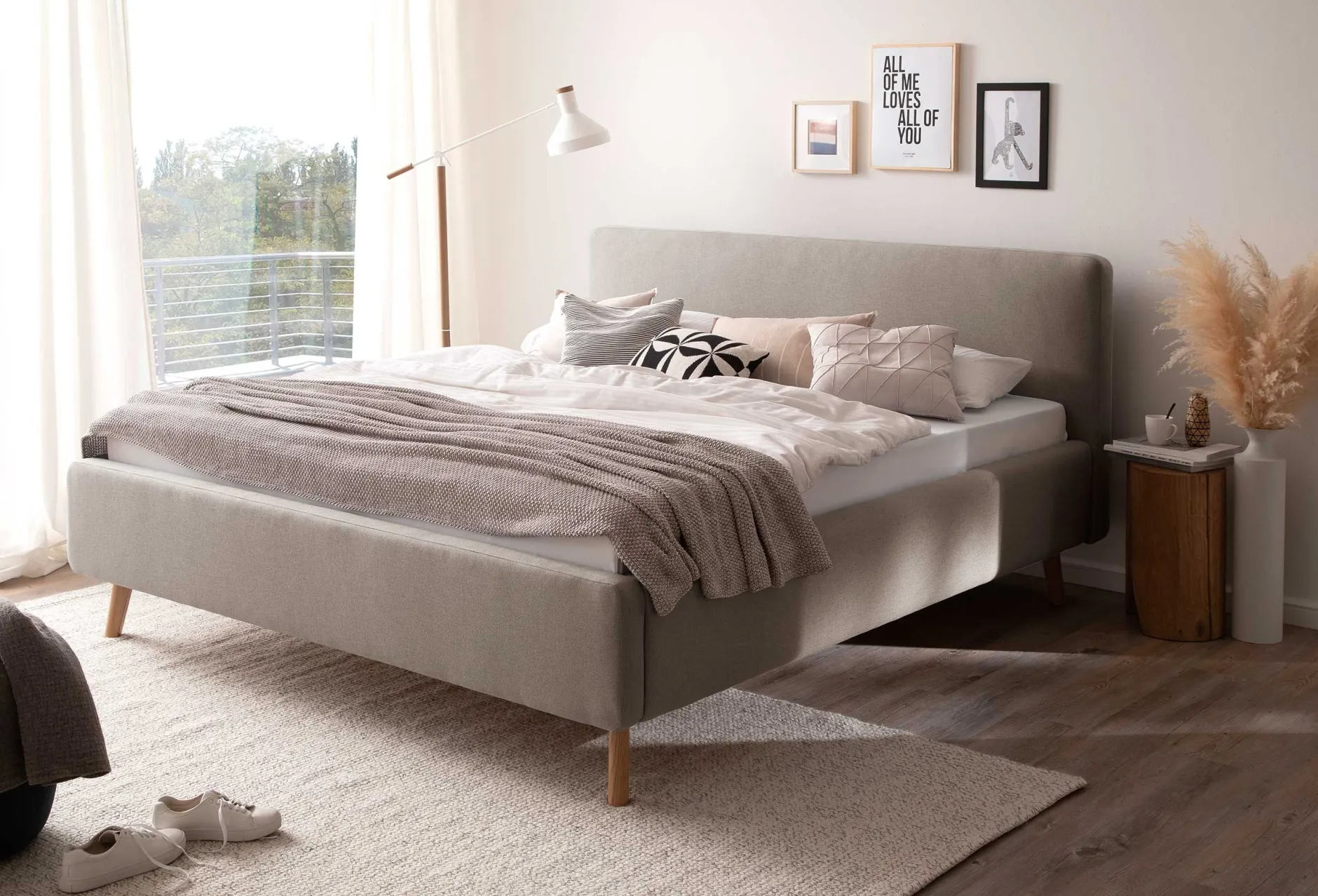 Doppelbett Tony 160x200cm mit Stauraum - taupe