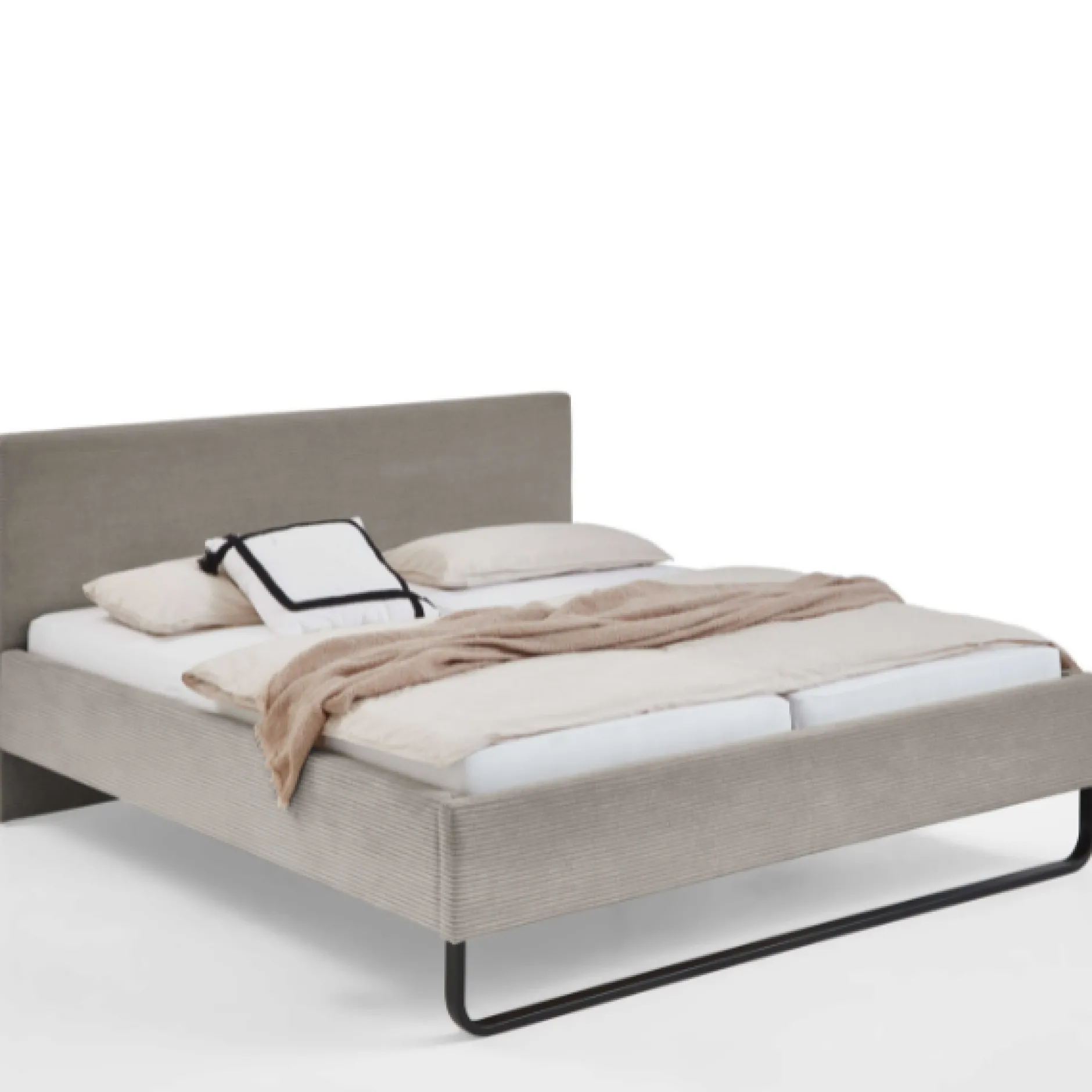 Doppelbett Velma 180x200cm Rippensamt - taupe