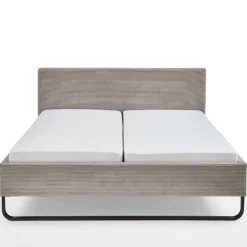Doppelbett Velma 180x200cm Rippensamt - taupe