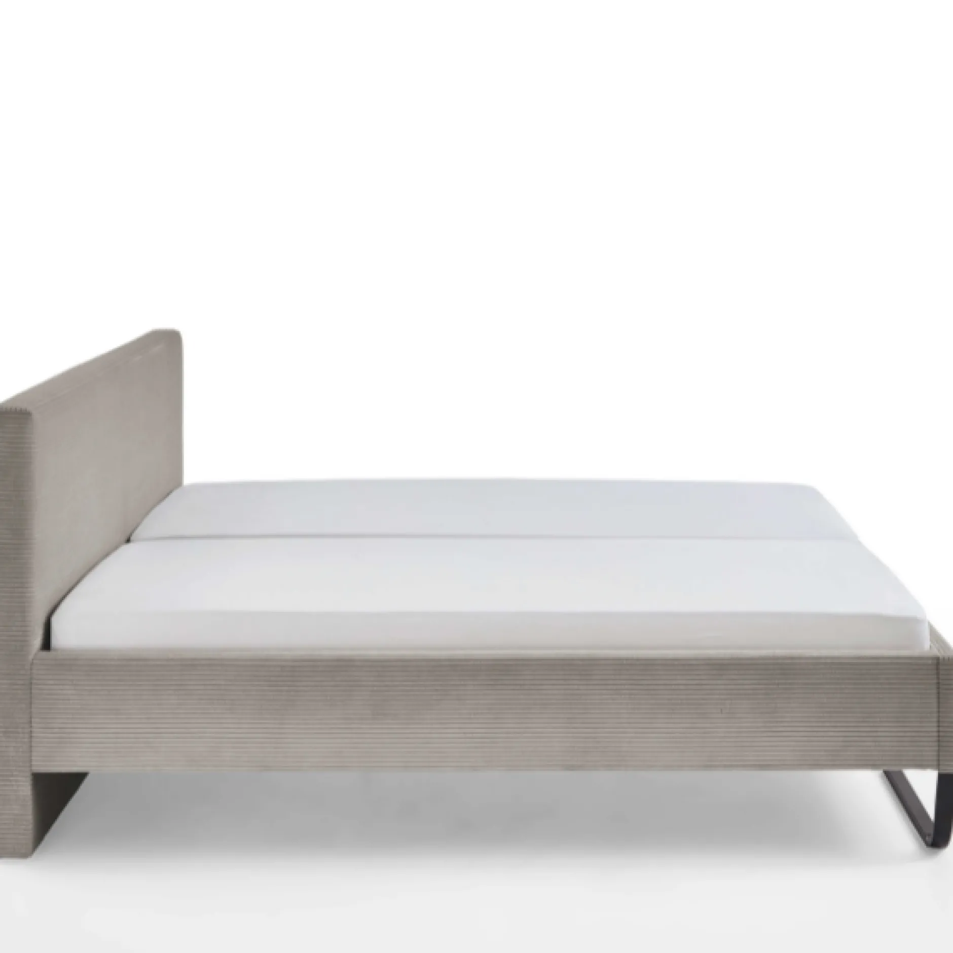 Doppelbett Velma 180x200cm Rippensamt - taupe