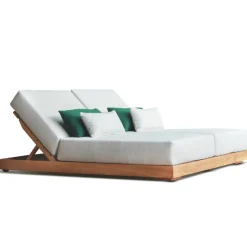 Doppelliege Kostas gescova - Teakholz & Olefin - 160x200x33cm - ecru