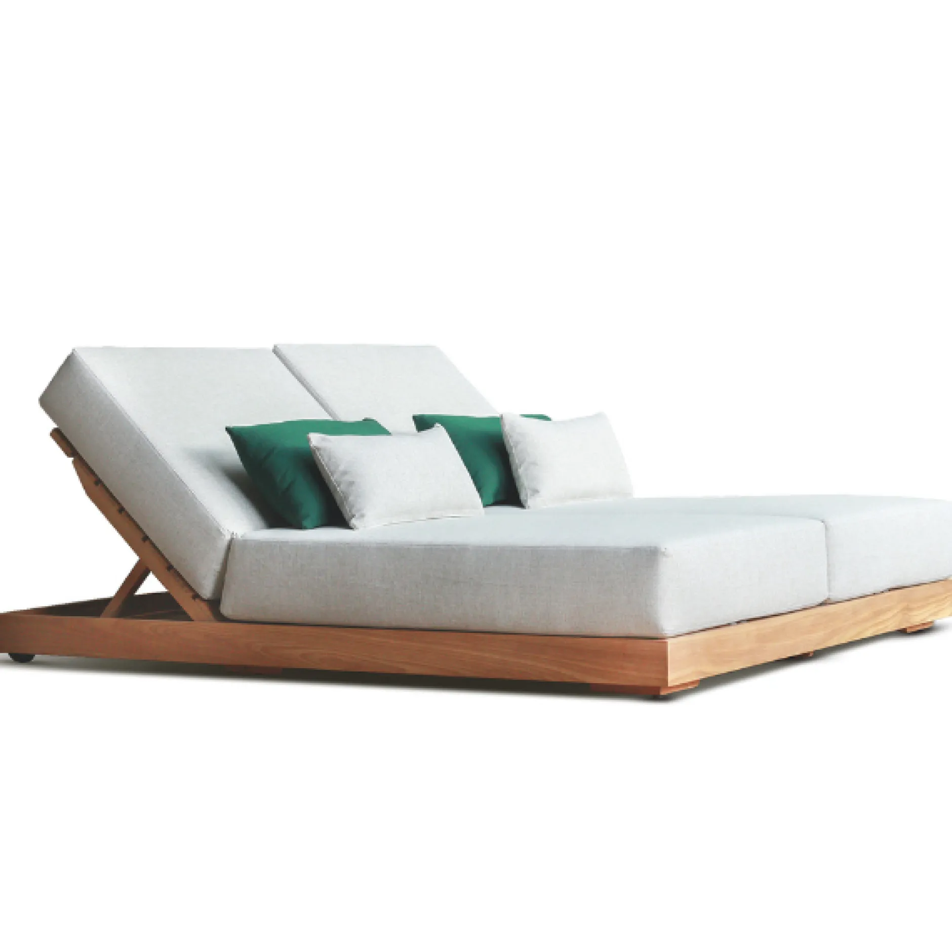 Doppelliege Kostas gescova - Teakholz & Olefin - 160x200x33cm - ecru