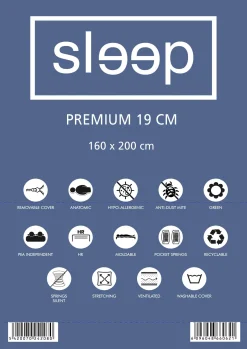 Doppelmatratze Premium Plus 160x200x19cm - Taschenfederkern