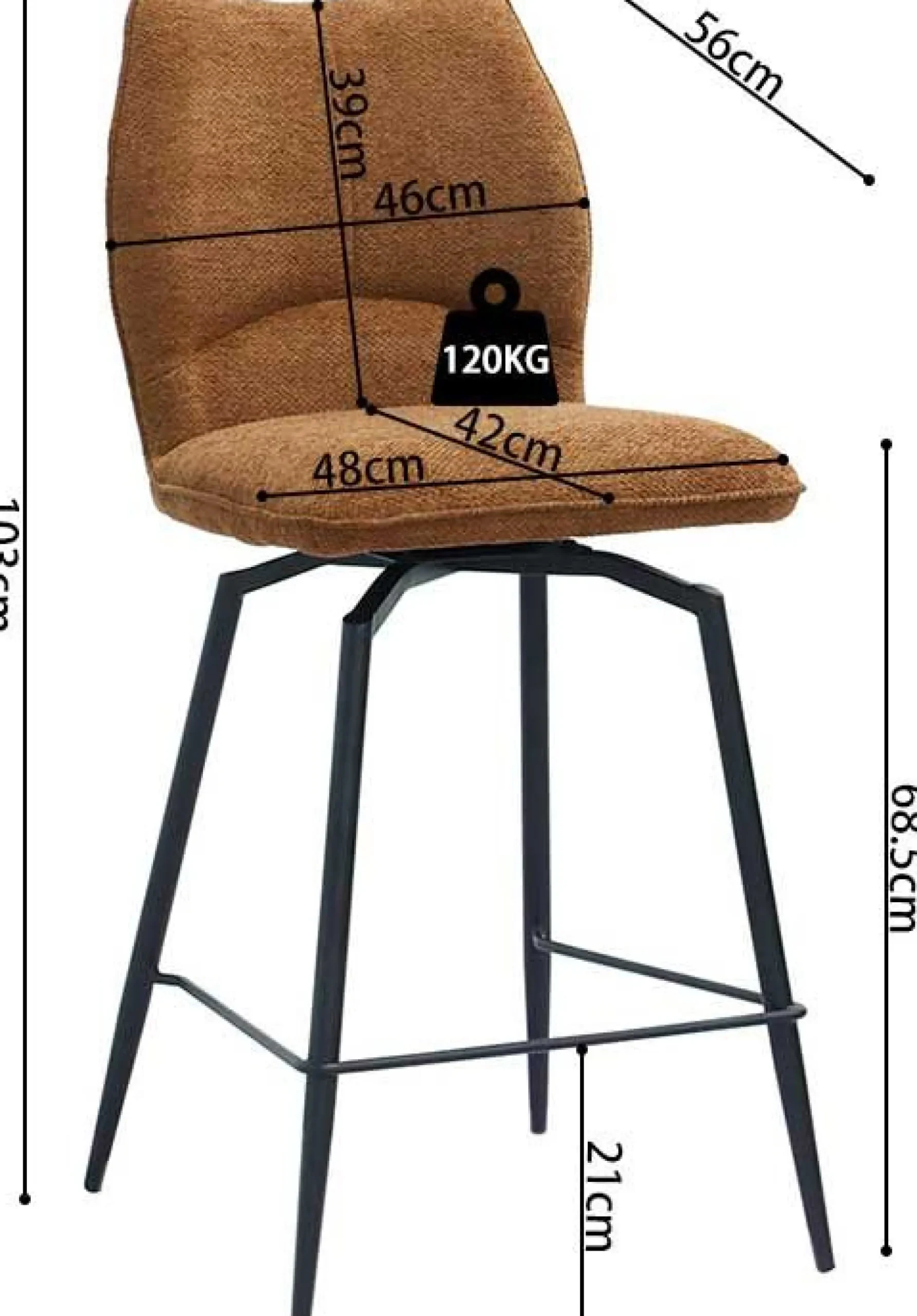 Drehbarer Barhocker Lara | 48 x 56 x 103 cm | Rust-design