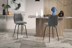 Drehbarer Barhocker Lara | 48 x 56 x 103 cm | Design Grau