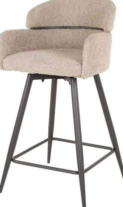 Drehbarer Barhocker Rachida - 50x54x95cm - beige Bouclé-Stoff