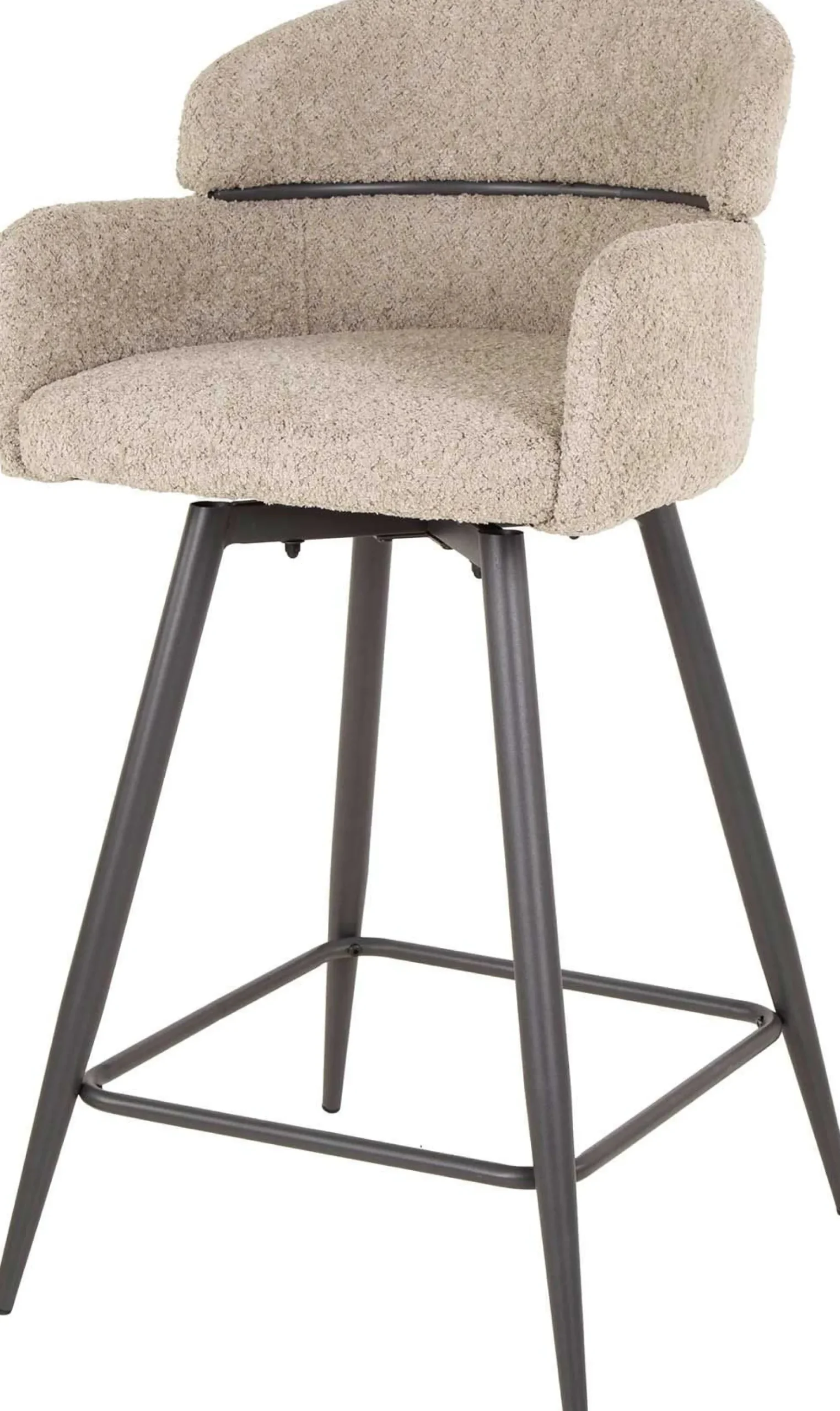 Drehbarer Barhocker Rachida - 50x54x95cm - beige Bouclé-Stoff